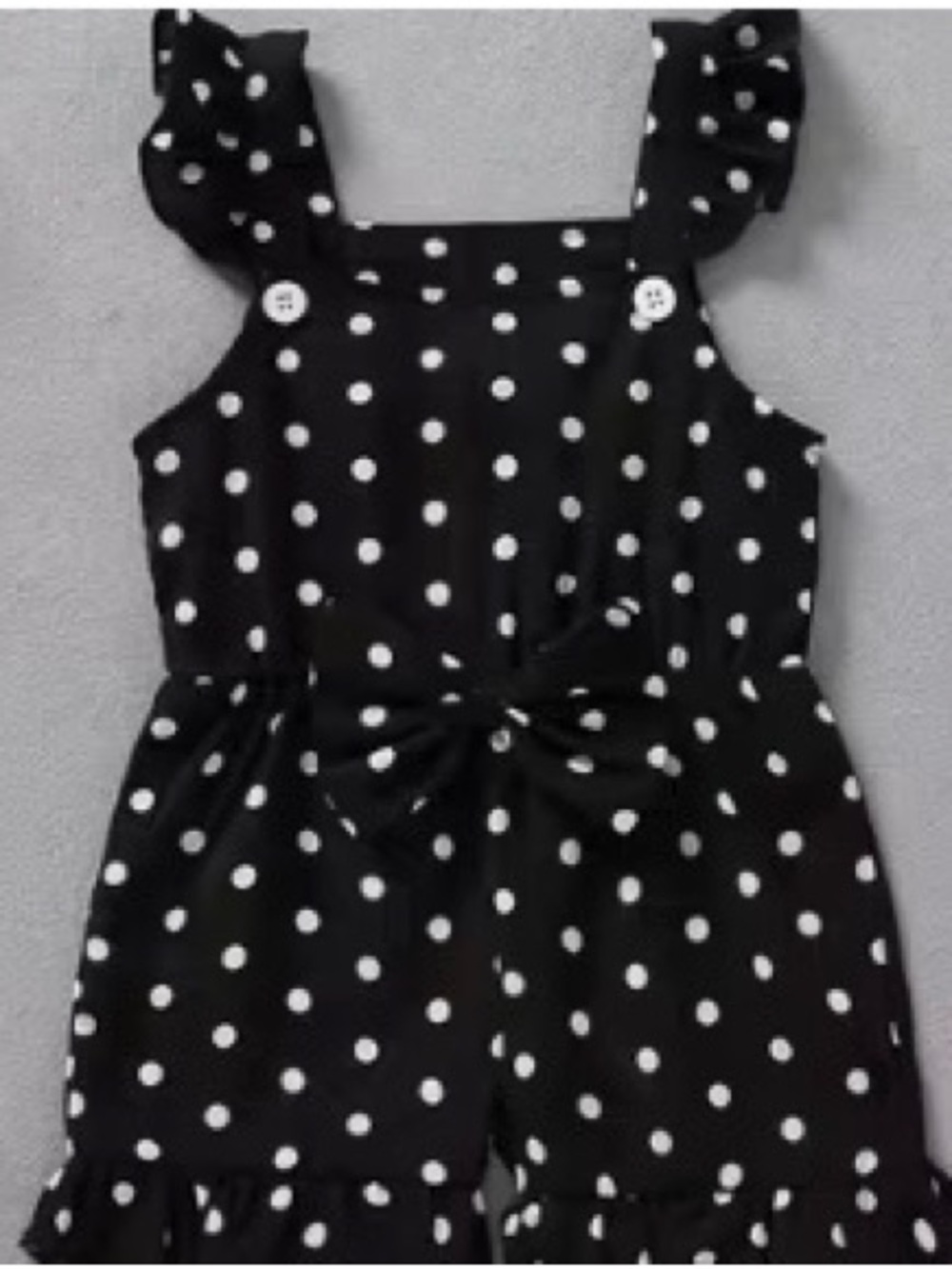 Black Polka Dot Ruffled Strap Romper